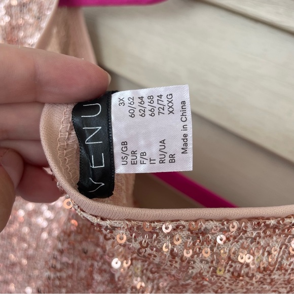 Venus Off-Shoulder Sequin Top in Rose Gold Size 3X - Picture 5 of 8